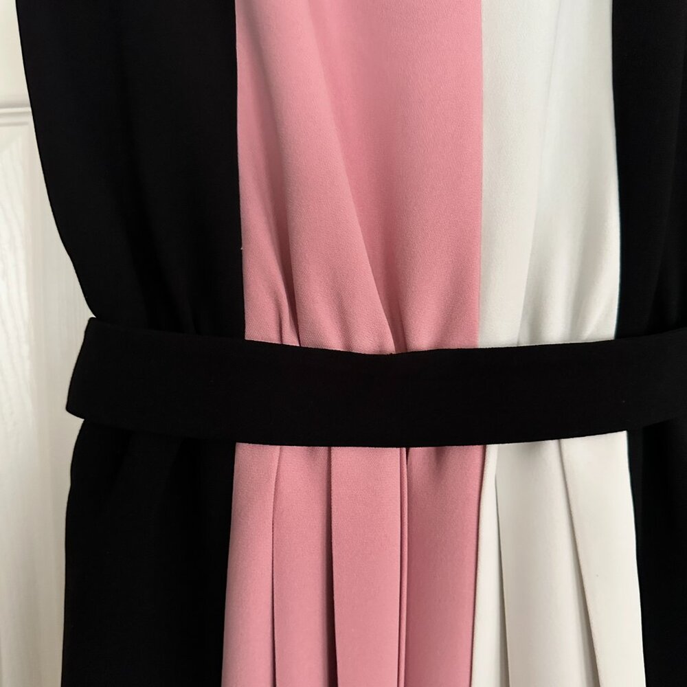 kate spade Pink, Black and White Belted Color Block Dress with Pockets - Size 6 - Picture 5 of 9